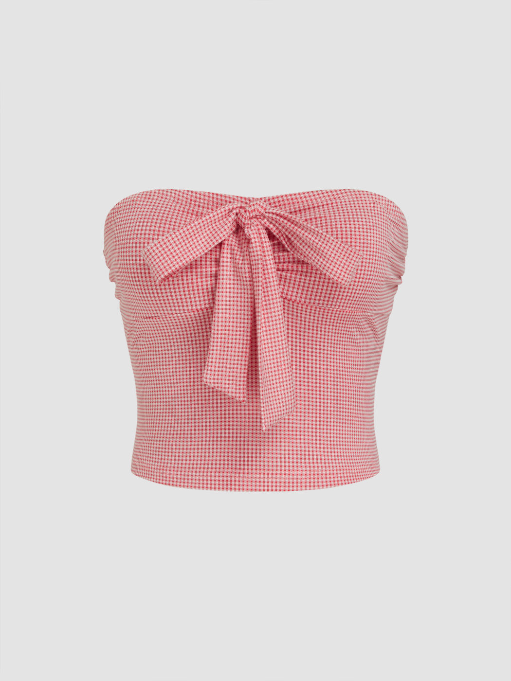 Gingham Bowknot Crop Bandeau Top