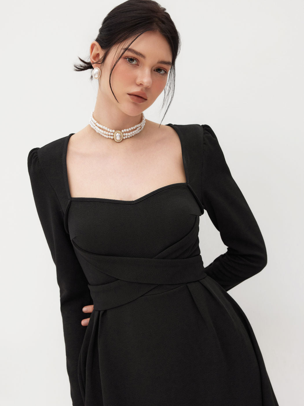 Square Neck Tie Back Ruffle Mini Dress