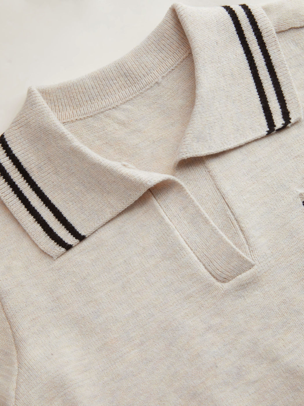 Knit Collar Stripe Short Sleeve Top