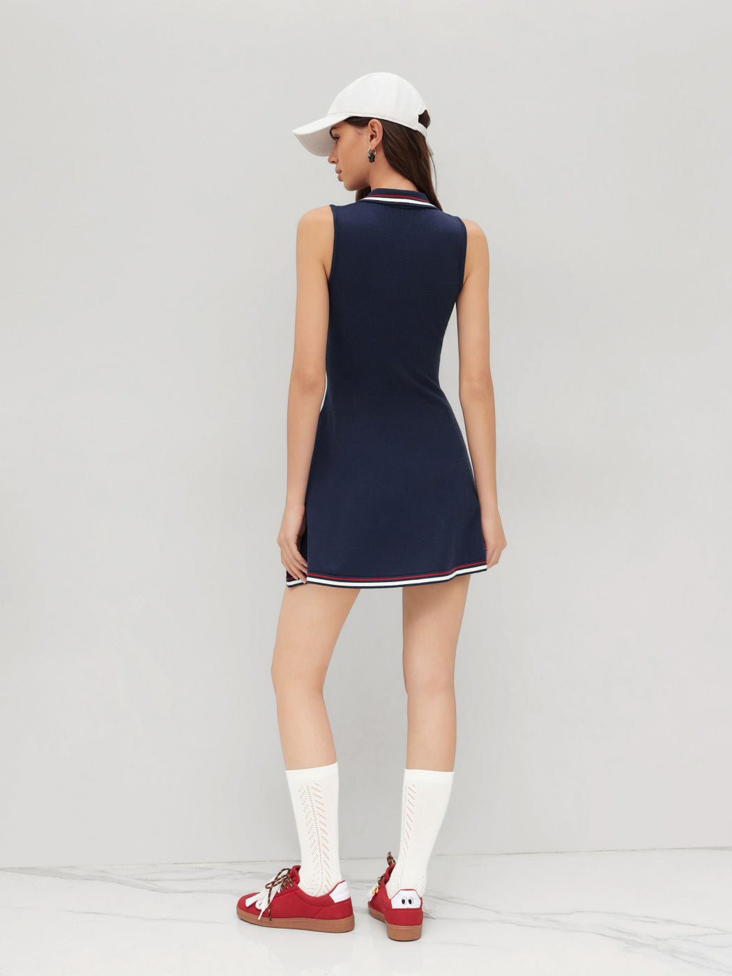 Knit Polo Contrasting Binding Mini Dress