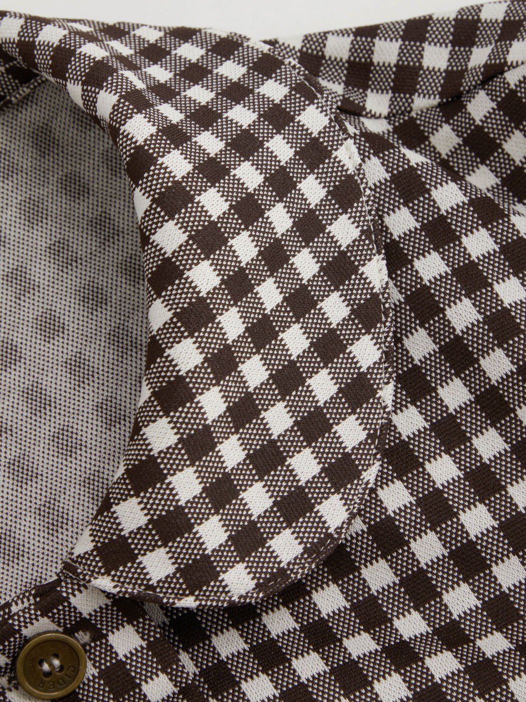 Peter Pan Collar Gingham Button Puff Sleeve Top