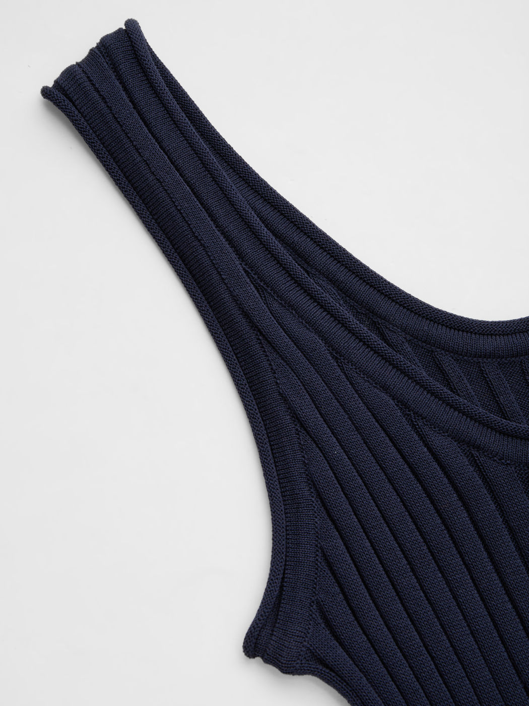 Knit U-neckline Rib Button Mini Dress