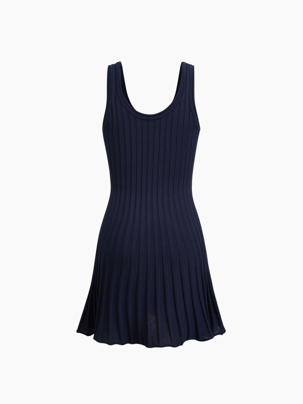 Knit U-neckline Rib Button Mini Dress