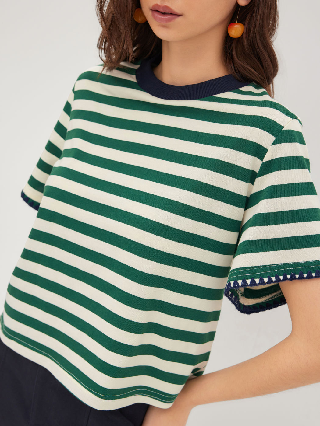 Oversized Cotton-blend Stripe Tee