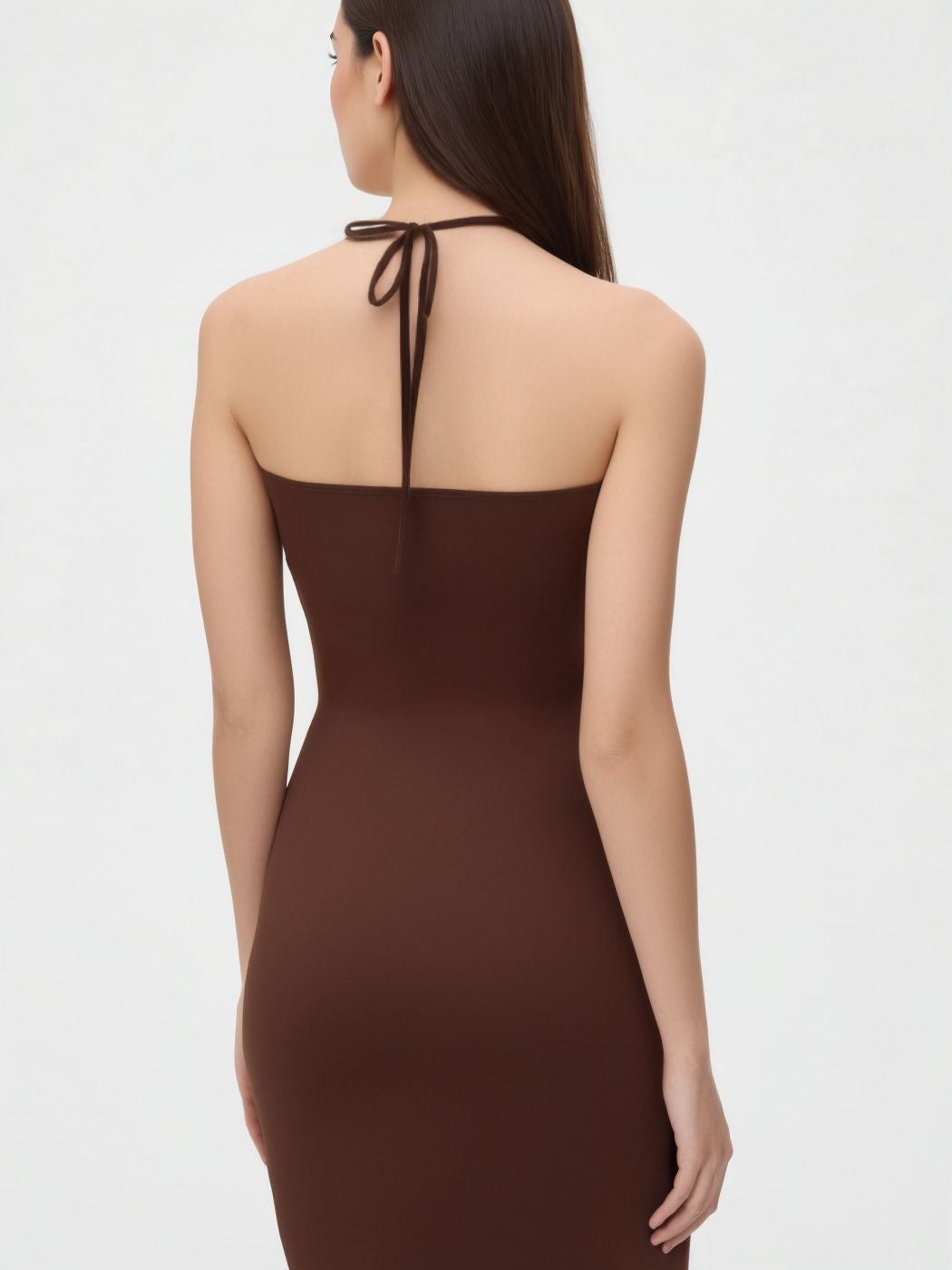 Halter Neckline Twist Split Wrap Maxi Dress