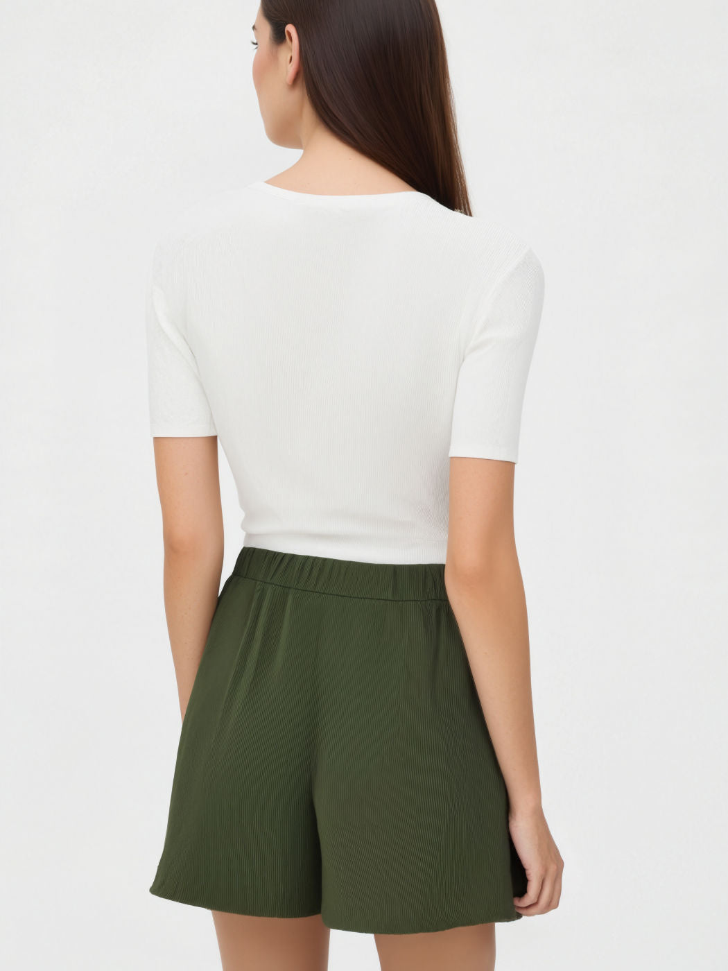 Solid Elastic Waist Wide Leg Shorts