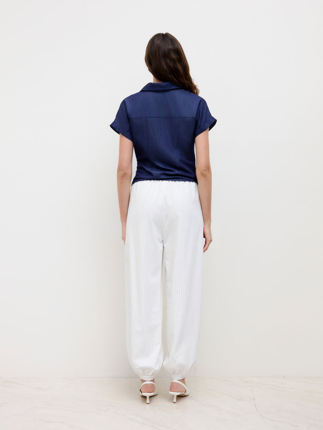 Mid Rise Stripe Elastic Waist Knotted Jogger Sweatpants