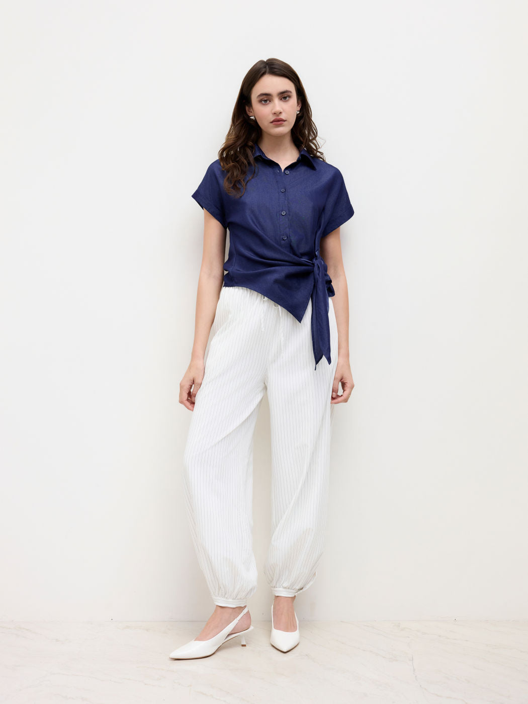 Polo Draped Roll-up Sleeve Shirt