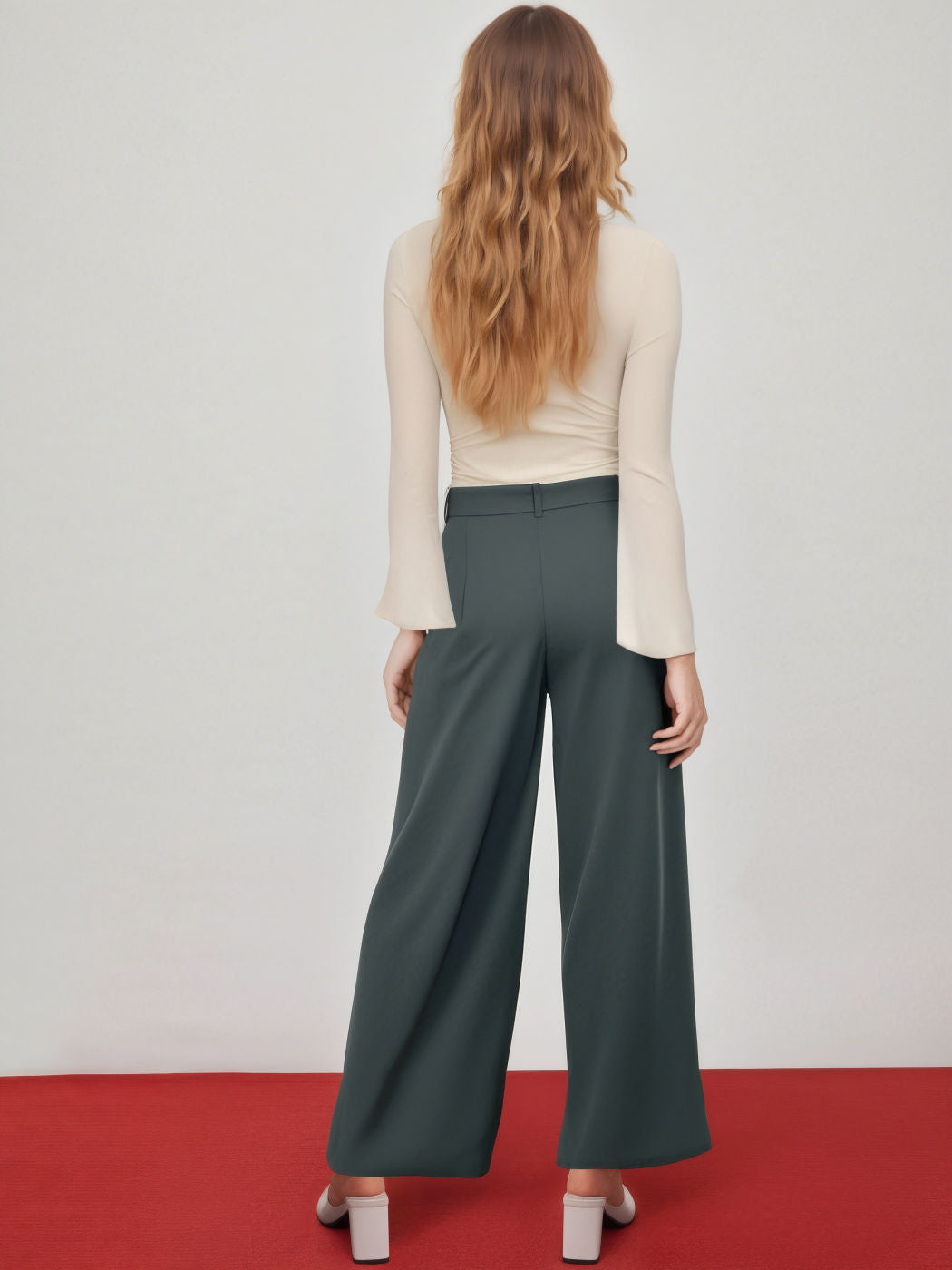 Pleated Wide Leg Trousers