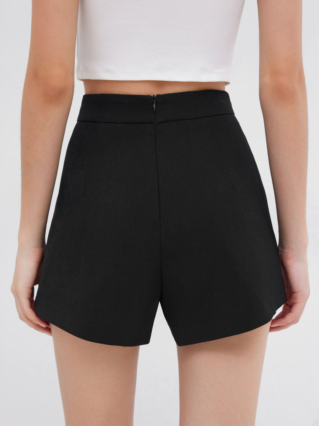 Mid Rise Double Breasted Shorts