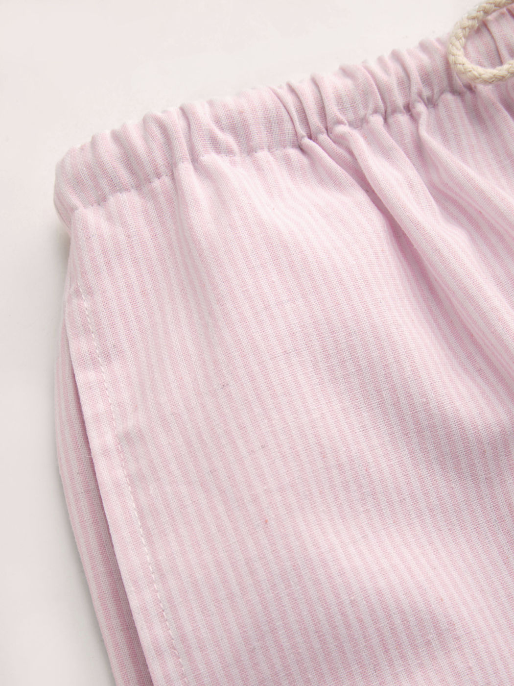 Linen-blend Mid Rise Stripe Drawstring Straight Leg Trousers