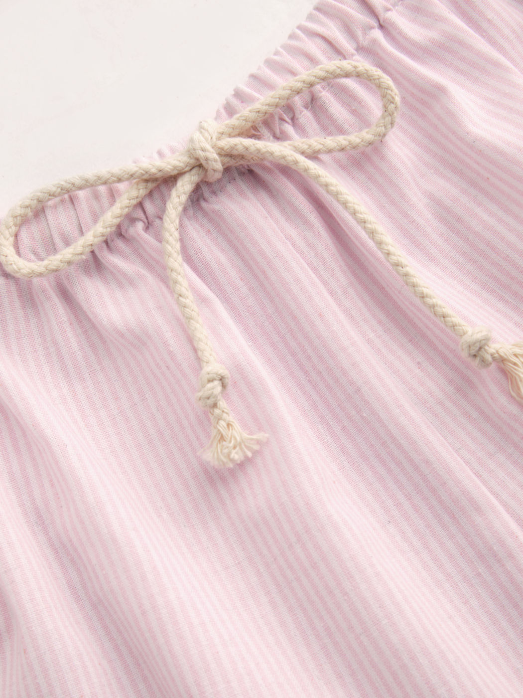 Linen-blend Mid Rise Stripe Drawstring Straight Leg Trousers