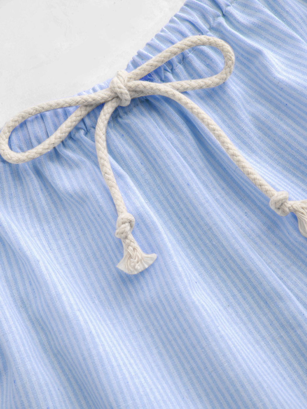 Linen-blend Mid Rise Stripe Drawstring Straight Leg Trousers