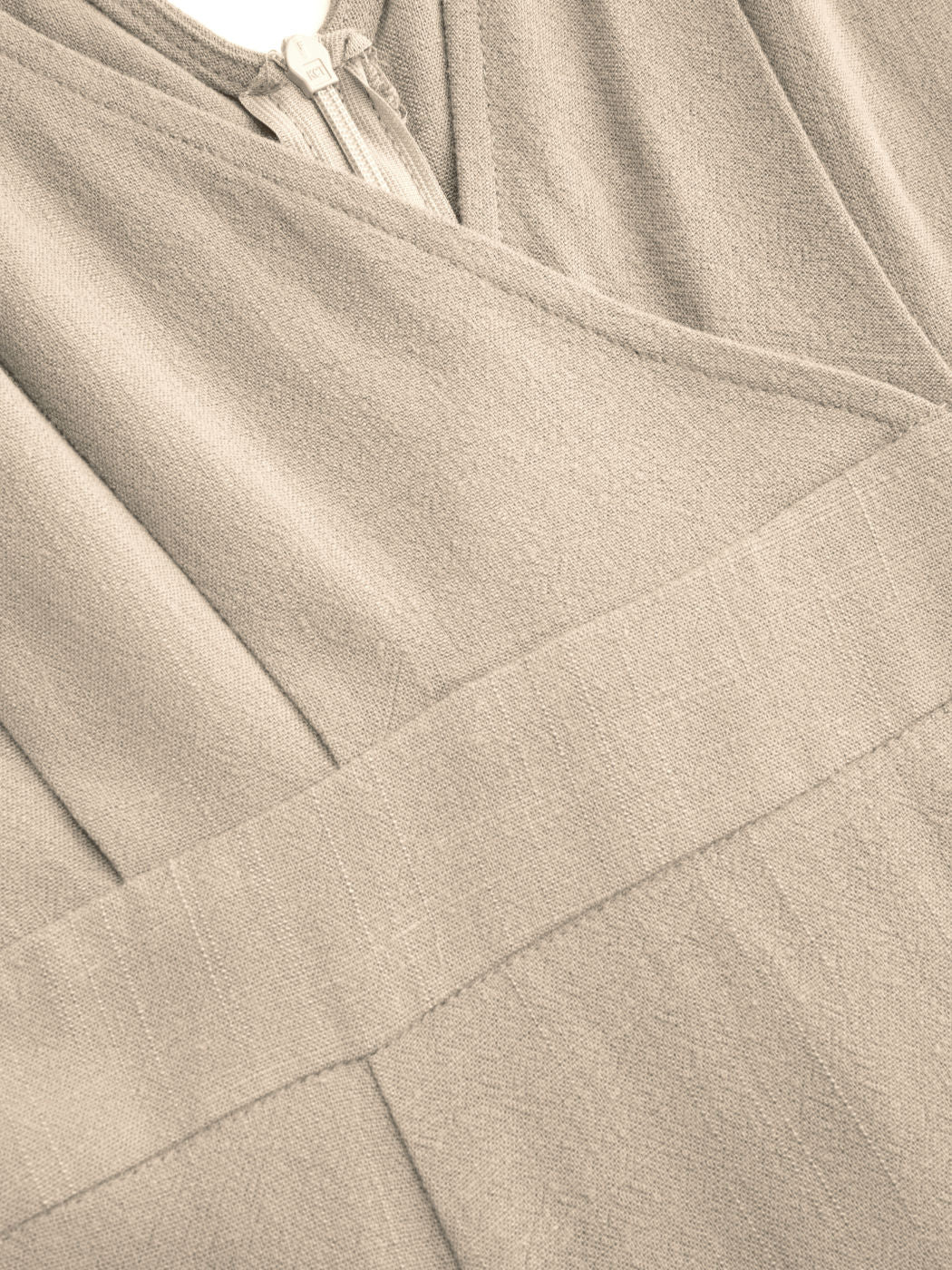 Linen-blend V-neck Solid Ruffle Split Maxi Dress