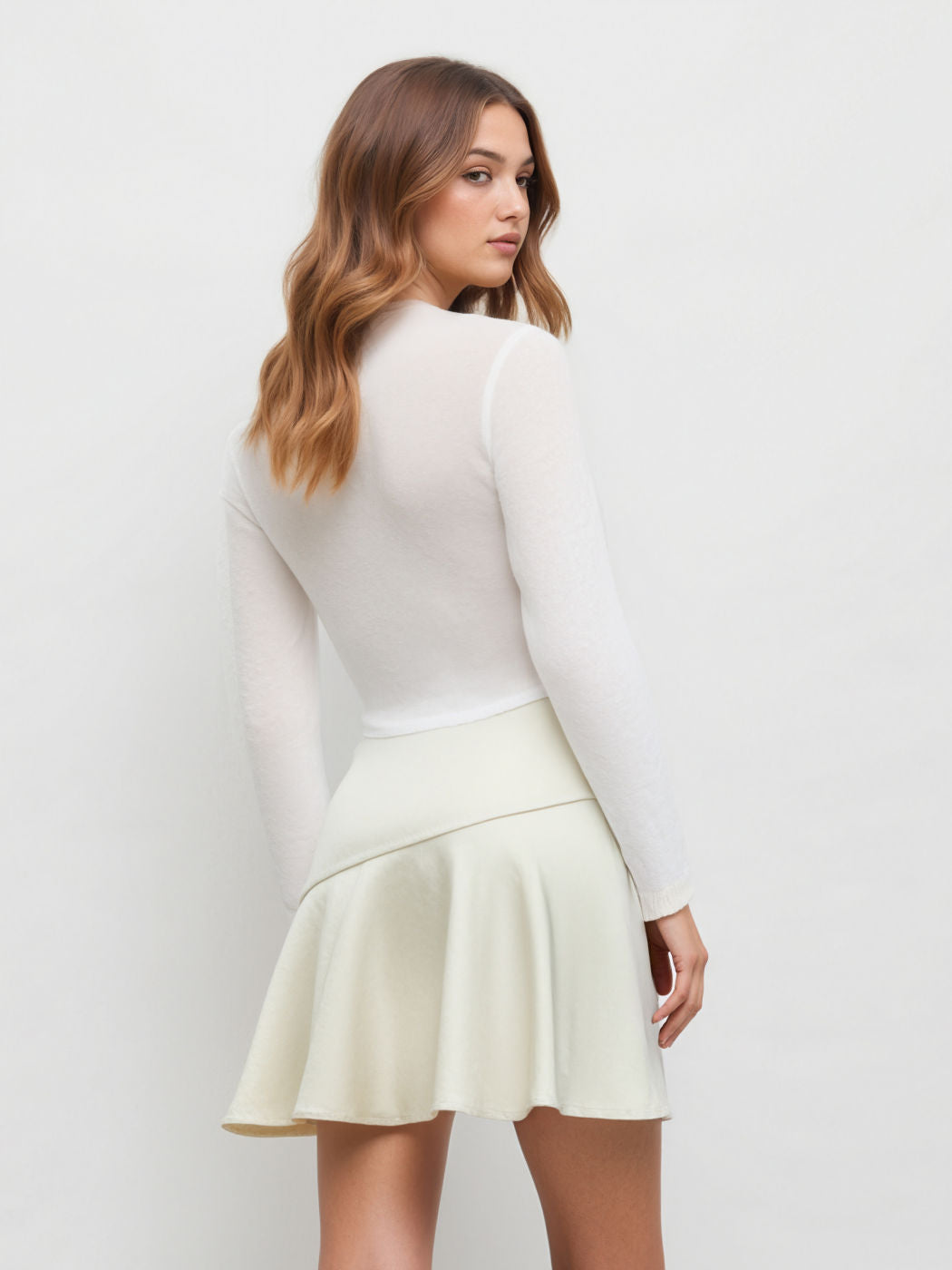 Satin Low Rise Button Split Mini Skort