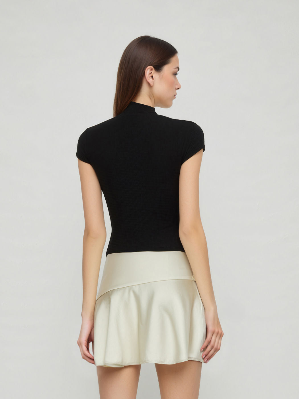 High Neck Cut Out Short Sleeve Tee