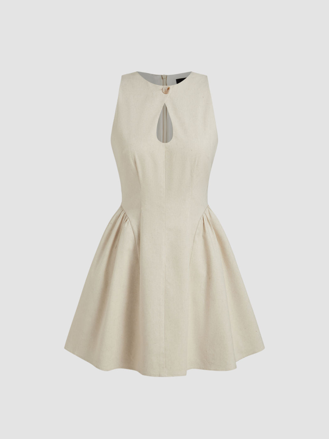 Linen-blend Cut Out Mini Dress