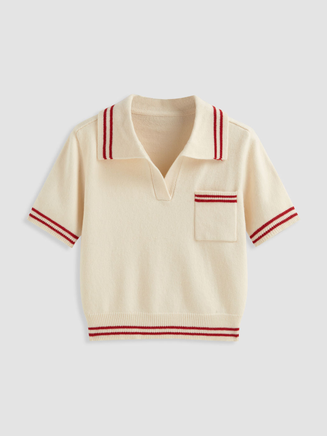 Knit Collar Stripe Short Sleeve Top