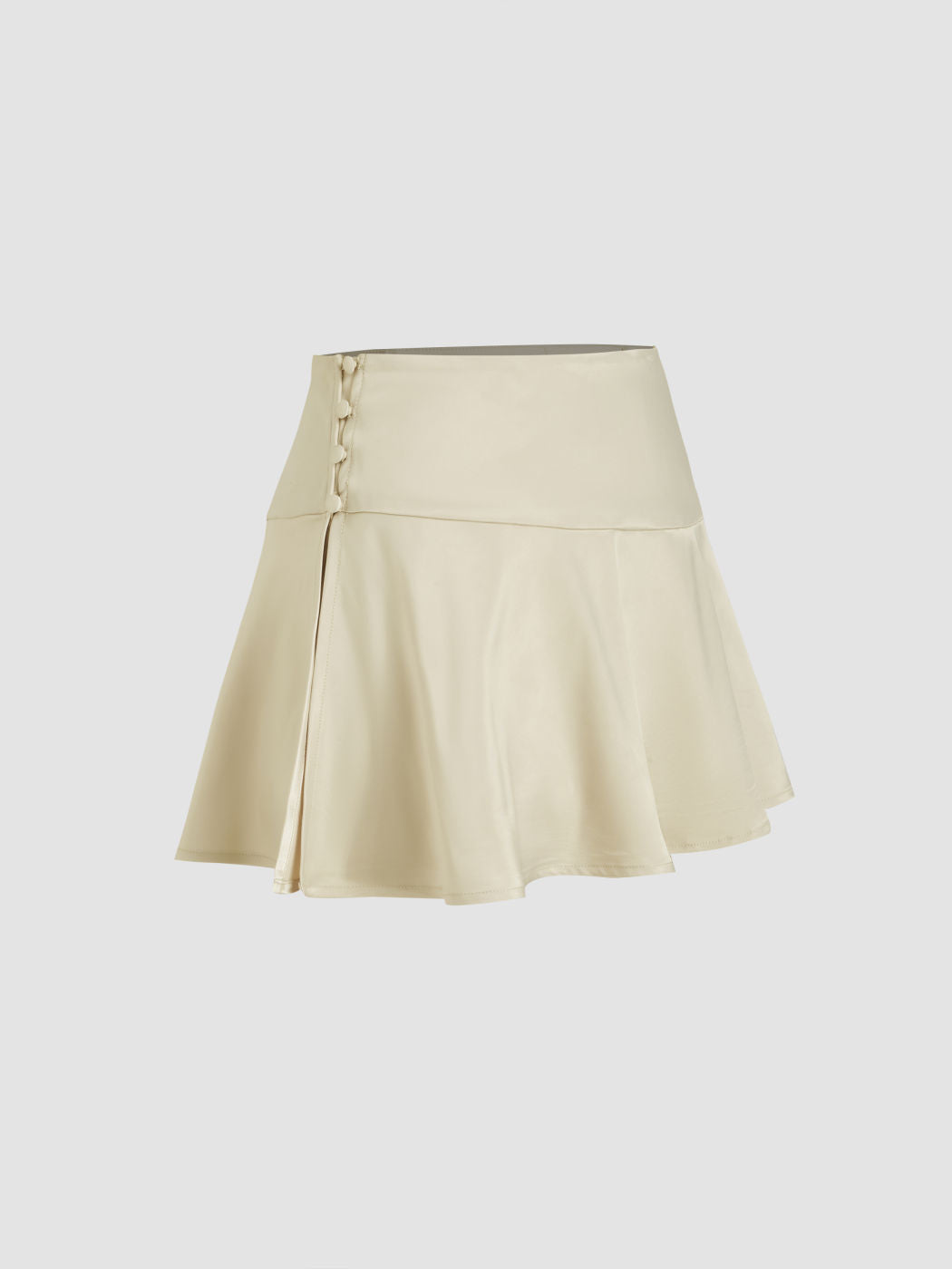 Satin Low Rise Button Split Mini Skort
