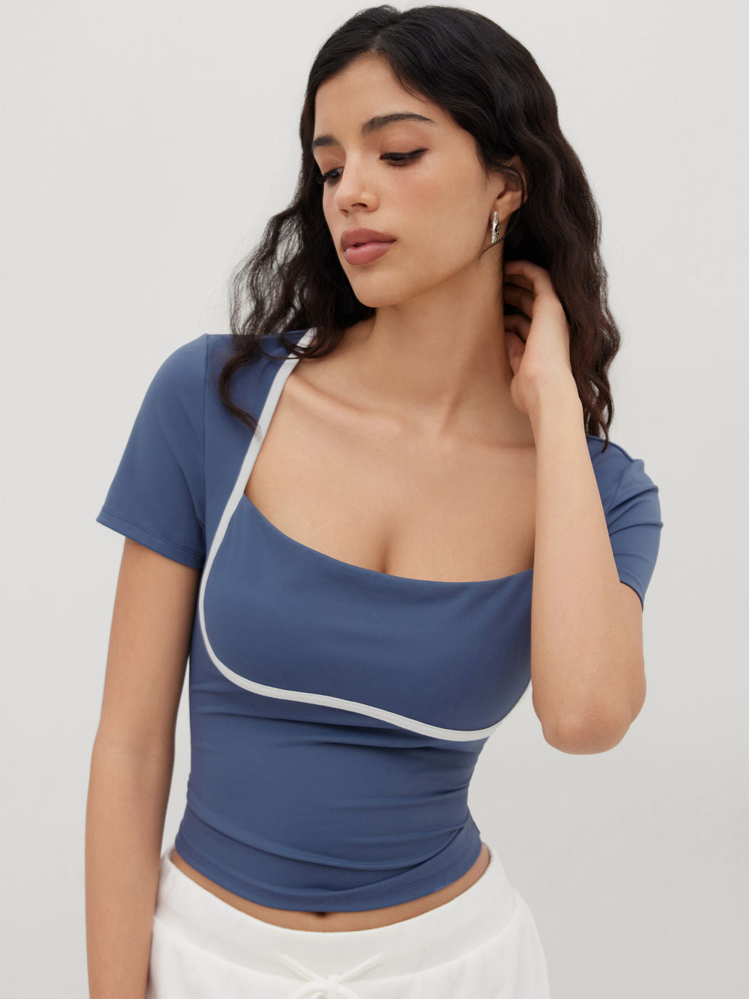 Square Neck Contrasting Binding Tee