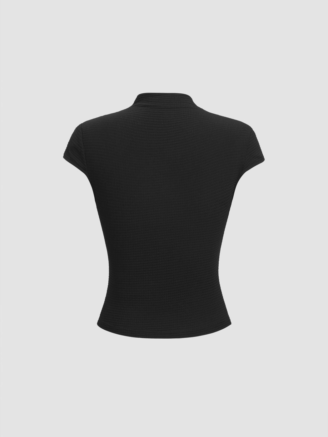 High Neck Cut Out Short Sleeve Tee