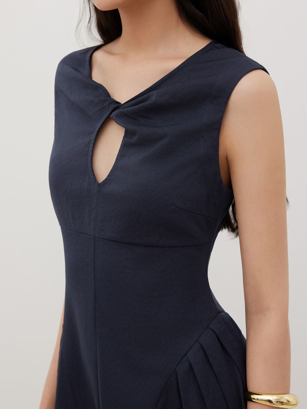 V-neck Cut Out Ruffle Hem Midi Dress
