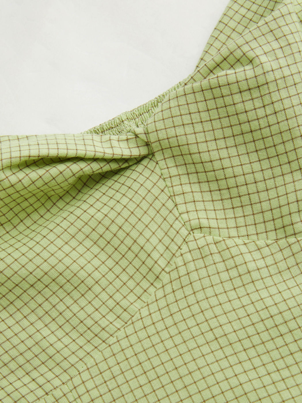 Cotton-blend V-neck Check Twist Split Midi Dress