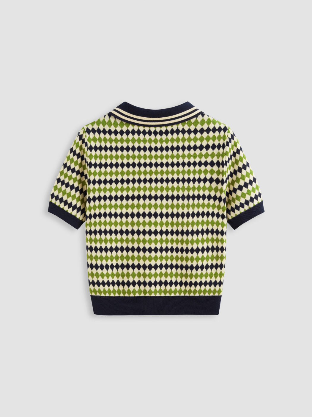 Knit Polo Argyle Short Sleeve Top