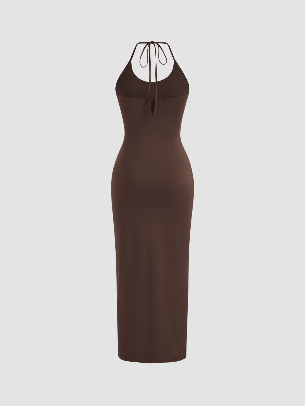 Halter Neckline Twist Split Wrap Maxi Dress