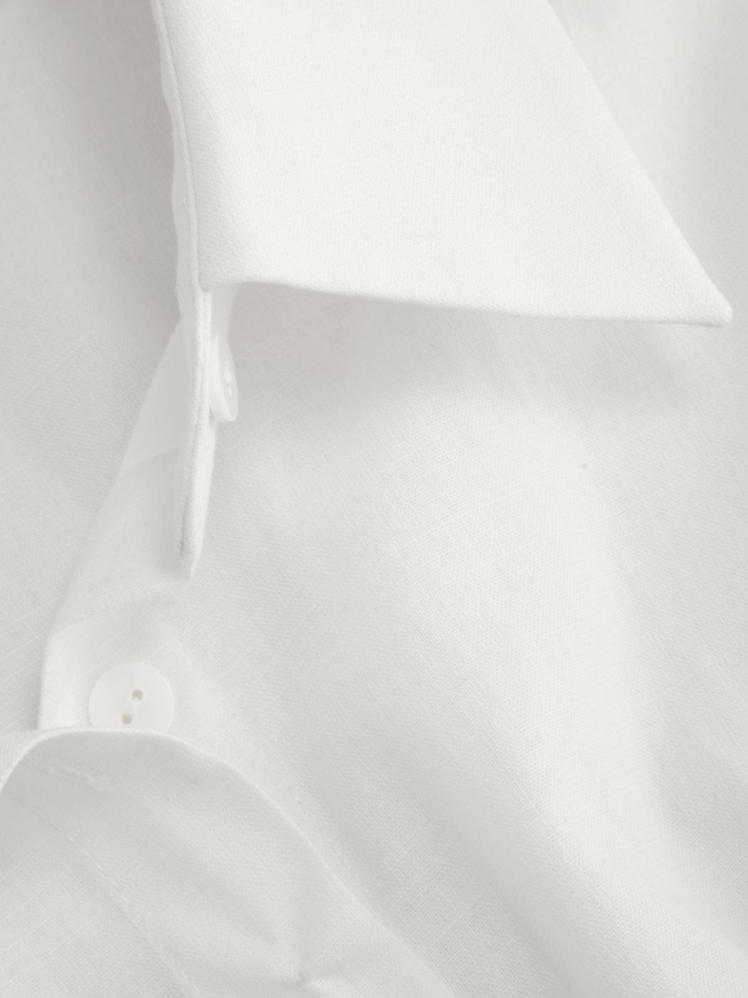 Linen-blend Collar V-neck Pleated Short Sleeve Shirt