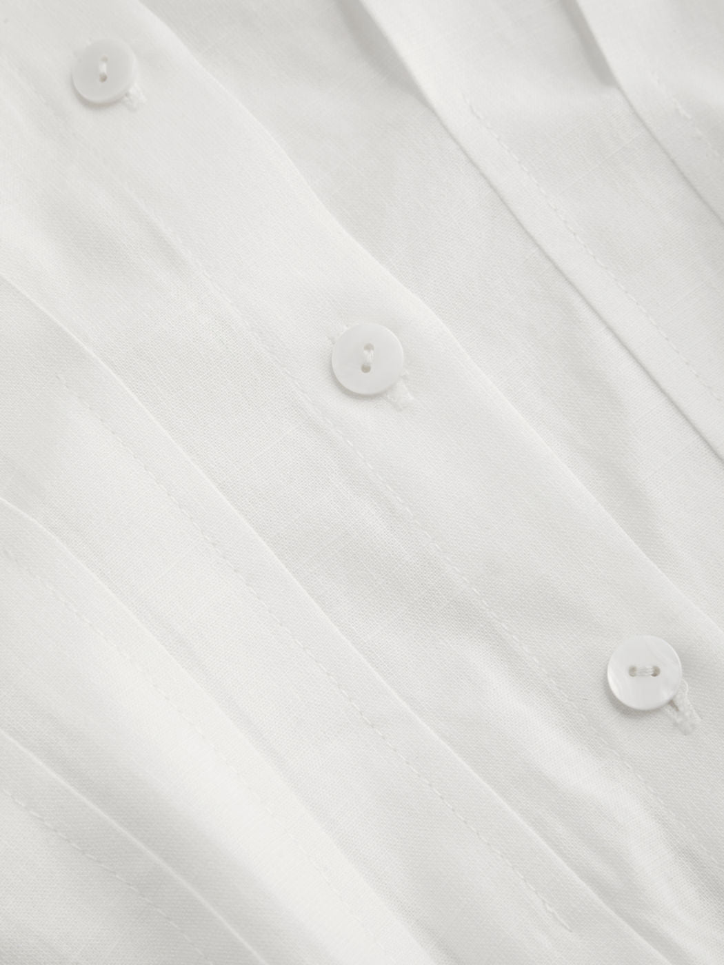 Linen-blend Collar V-neck Pleated Short Sleeve Shirt