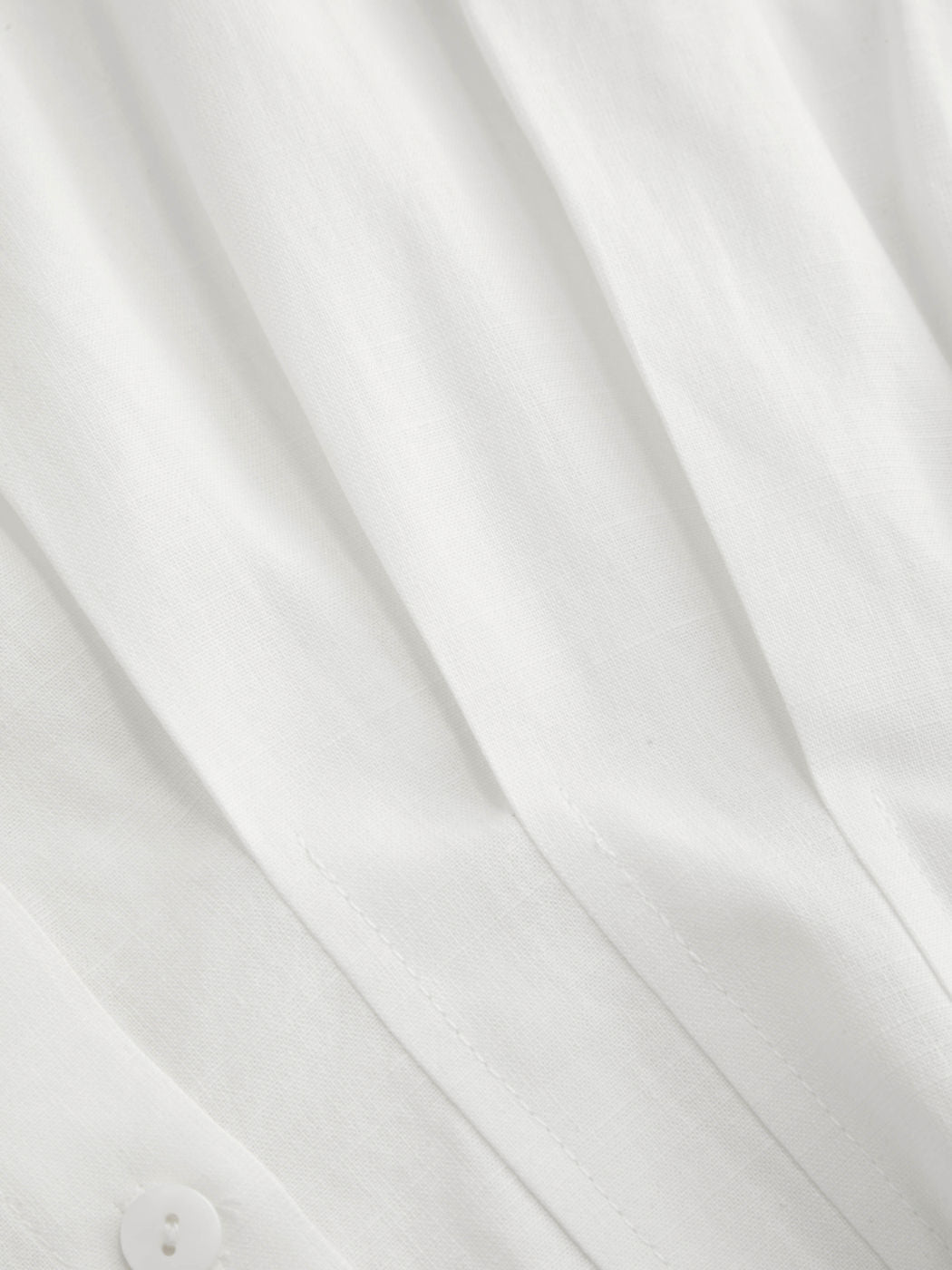 Linen-blend Collar V-neck Pleated Short Sleeve Shirt