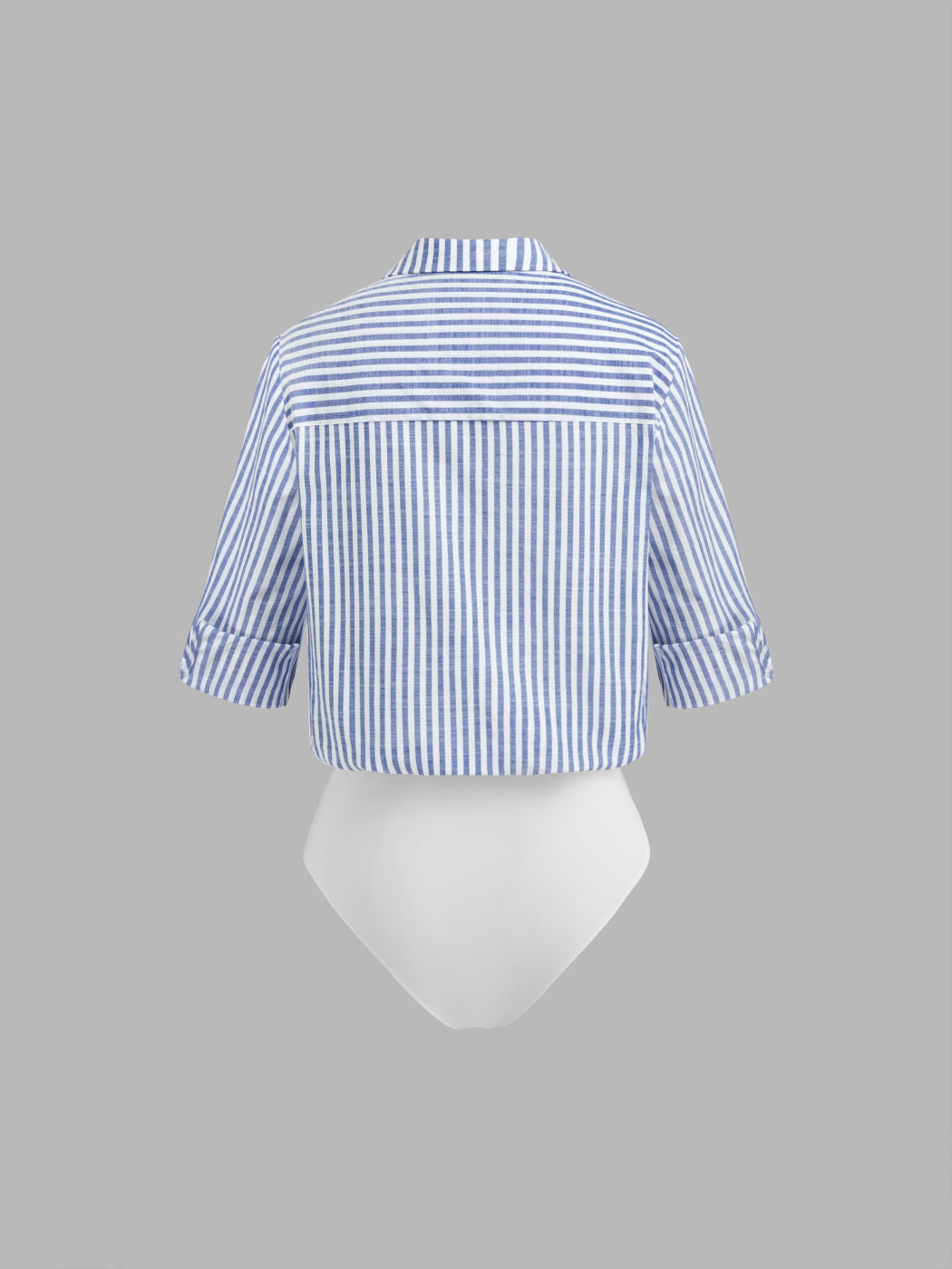 Cotton-blend Polo Neck Stripe Bodysuit