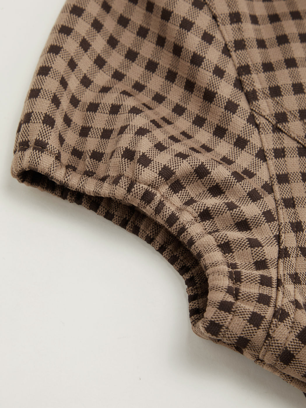 Peter Pan Collar Gingham Button Puff Sleeve Top