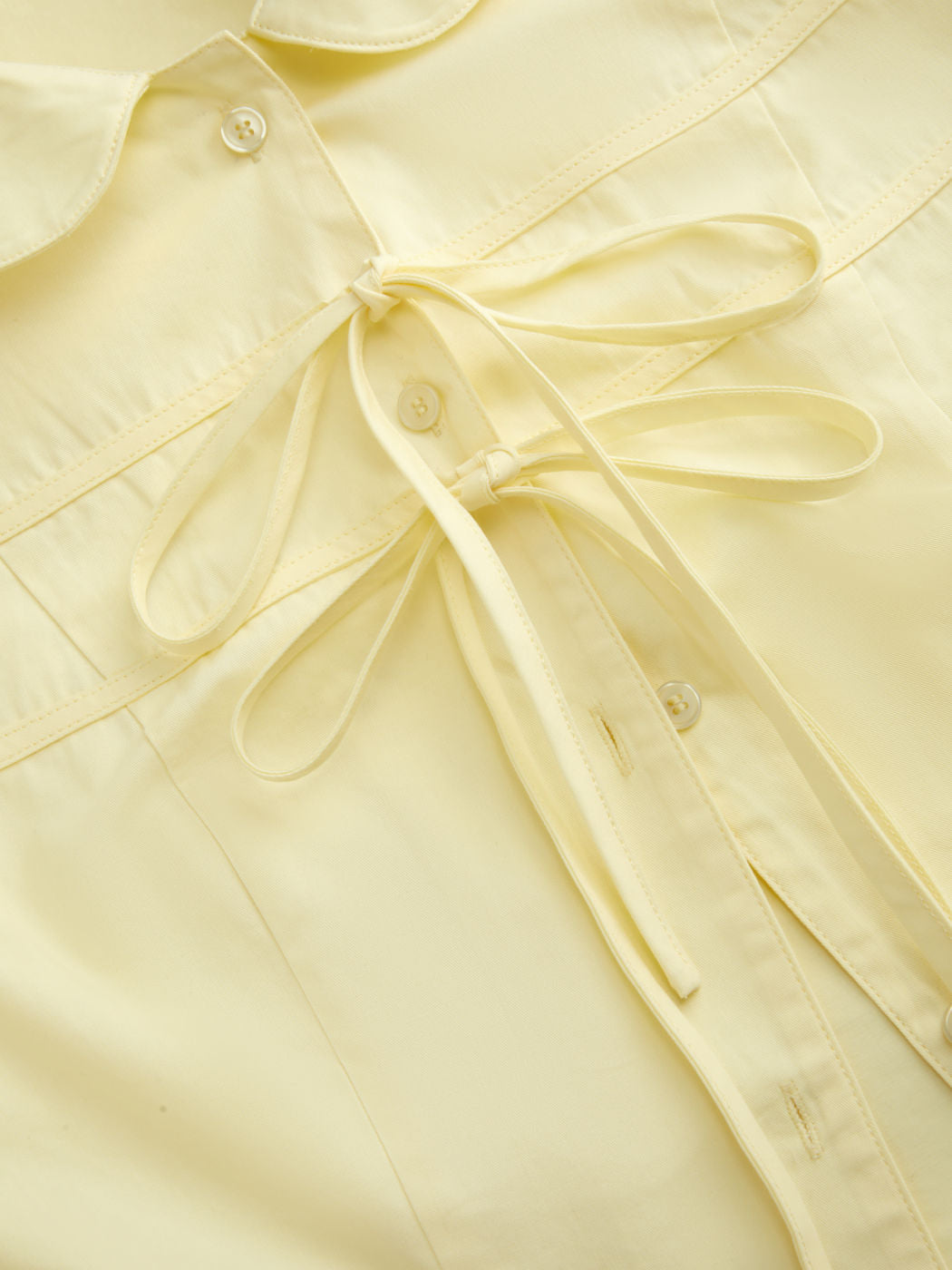100% Cotton Peter Pan Collar Bowknot Puff Sleeve Blouse