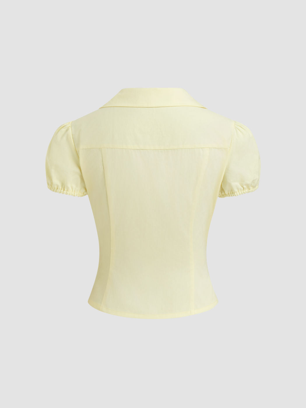 100% Cotton Peter Pan Collar Bowknot Puff Sleeve Blouse