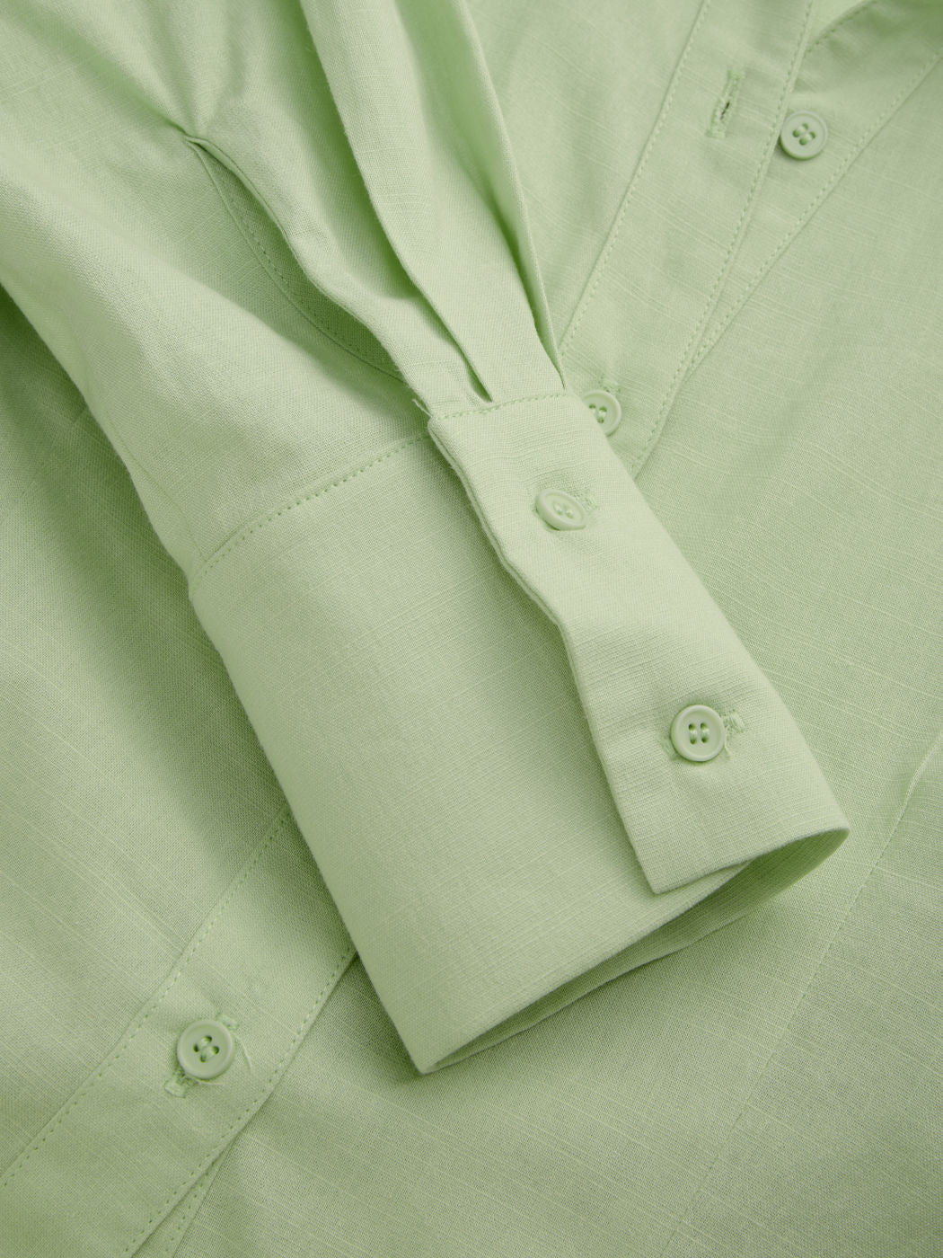 Linen-blend Polo Neck Asymmetrical Hem Knotted shirt