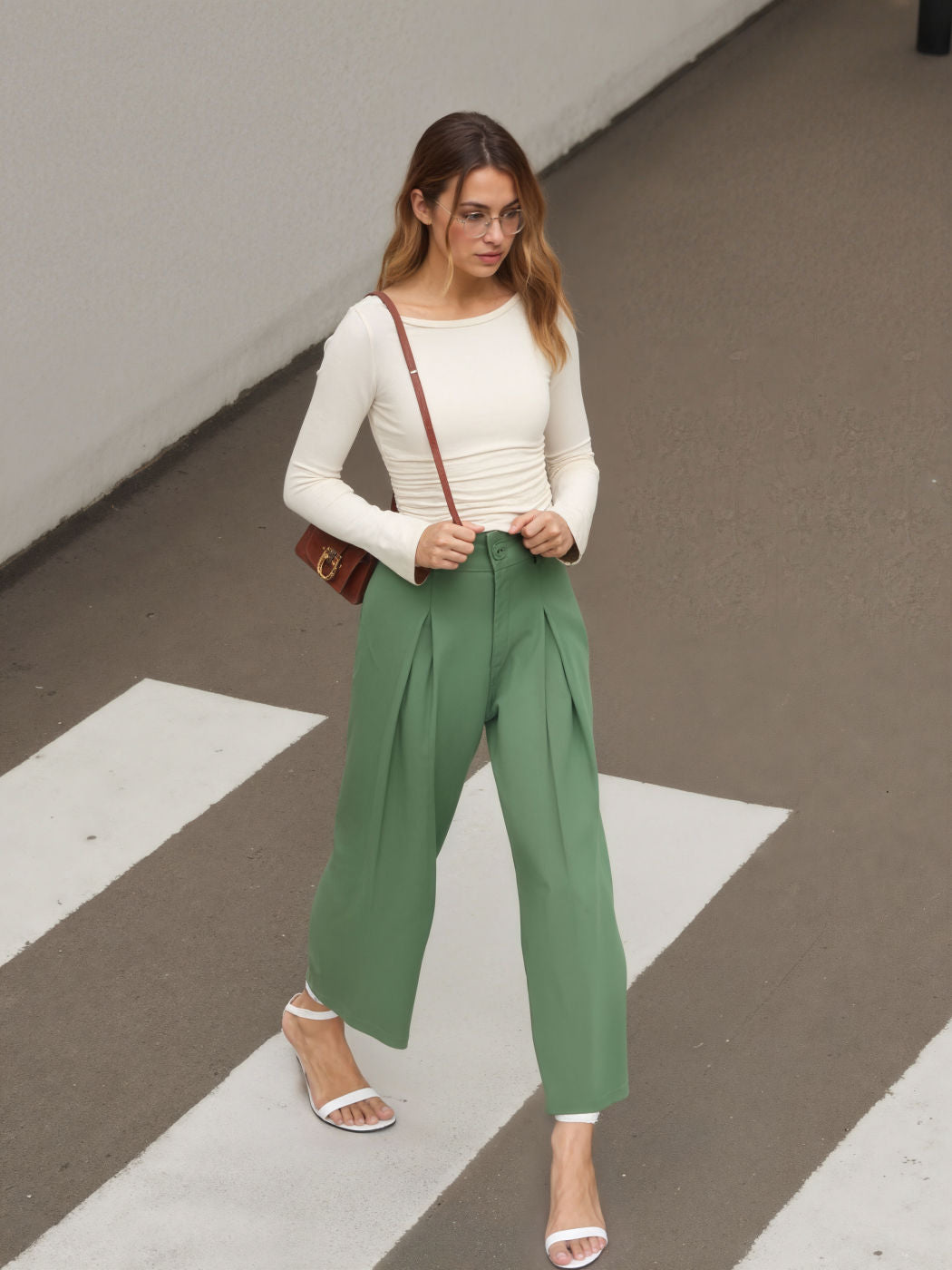 Pleated Wide Leg Trousers