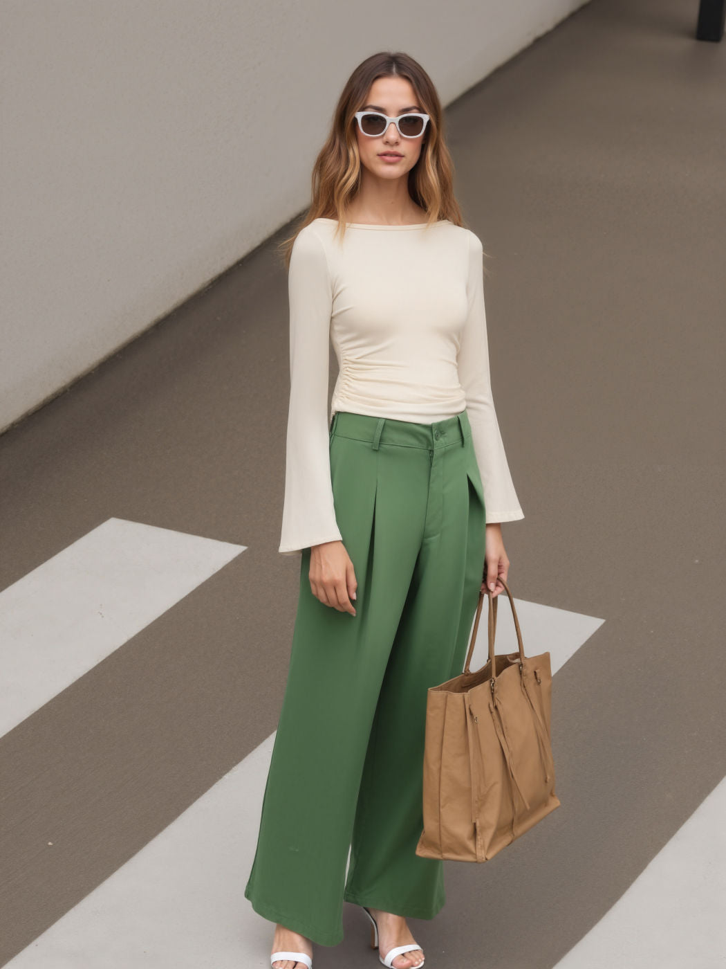 Pleated Wide Leg Trousers