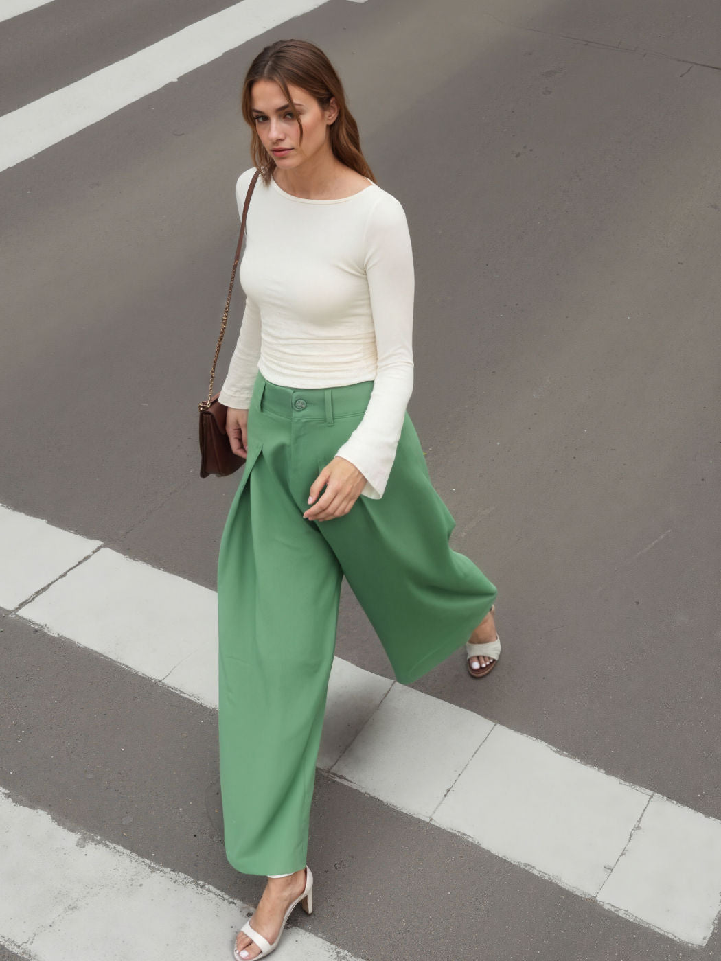 Pleated Wide Leg Trousers