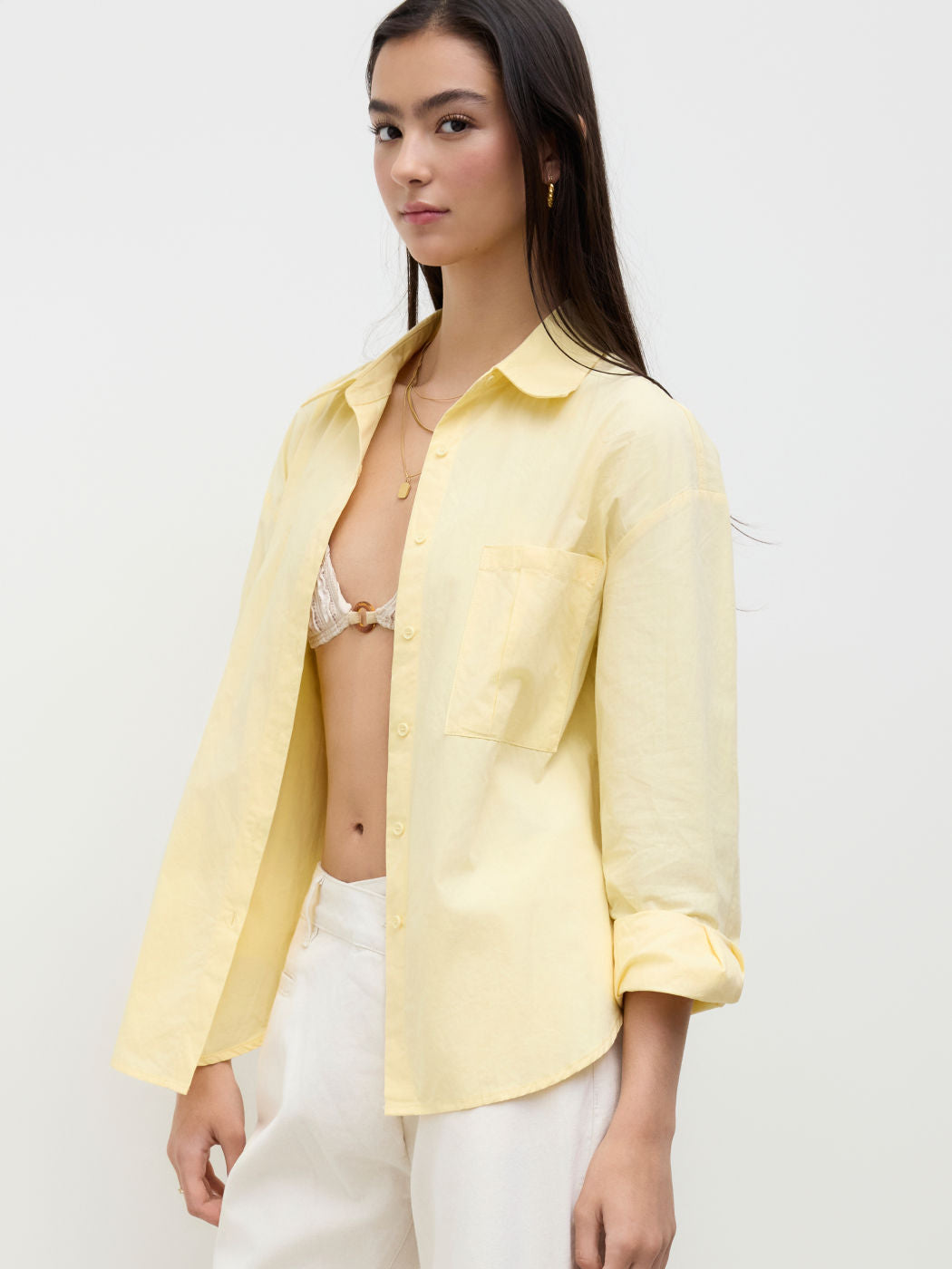 100% Cotton Collar Solid Long Sleeve Shirt