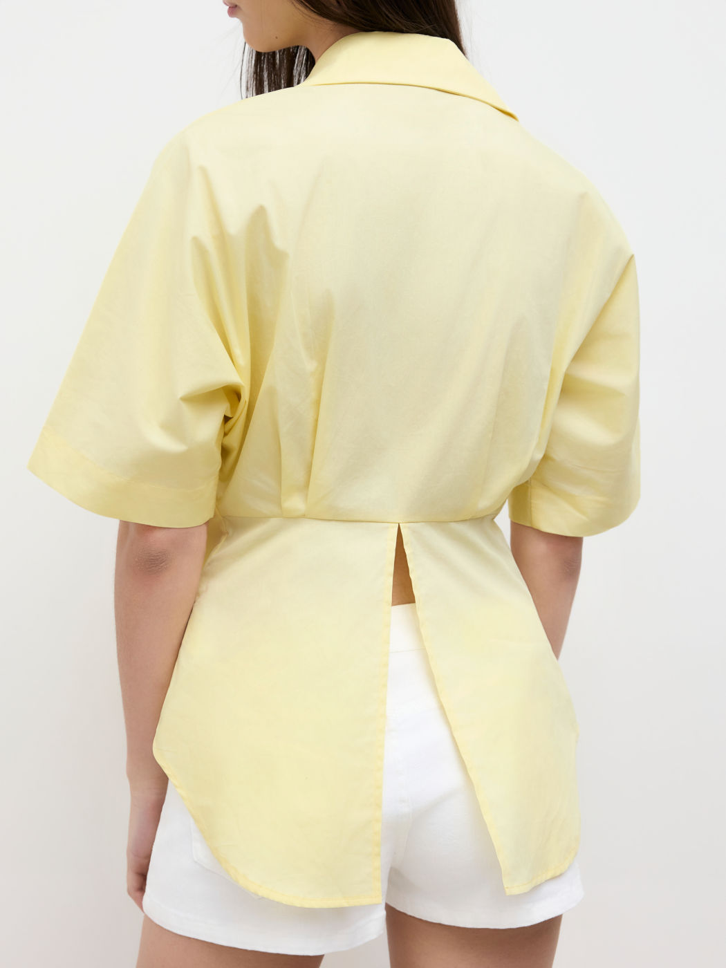 100% Cotton Ruched Cinched Waist Split Shirt